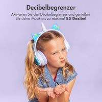 imoshion Kabellose Kinderkopfhörer Unicorn LED Light - Dezibelbegrenzer - Mit AUX-Kabel - Lavender Lilac / Soft Blue