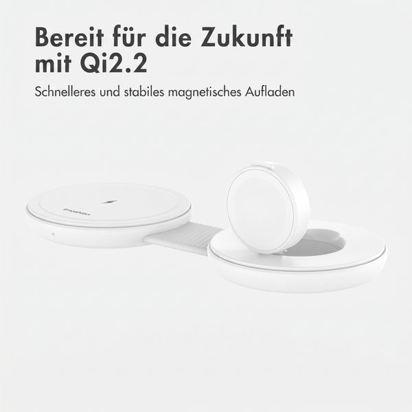 imoshion 2-in-1 kabelloses Reiseladegerät 25 W - iPhone / AirPods / Apple Watch - Qi2.2 - Weiß