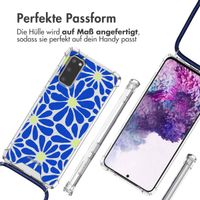 imoshion Design Hülle mit Band Samsung Galaxy S20 - Cobalt Blue Flowers Connect
