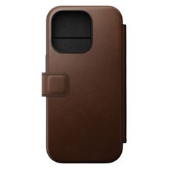 Nomad Modern Leather Folio Klapphülle für das iPhone 16 Pro - Brown