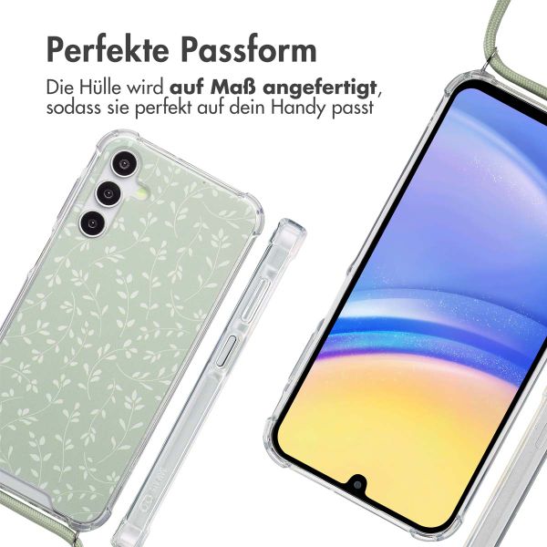 imoshion Design Hülle mit Band Samsung Galaxy A15 (5G) - Smoke Green Flowers