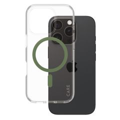 CARE by PanzerGlass Urban Combat Case MagSafe für das iPhone 16 Pro - Transparent / Grün