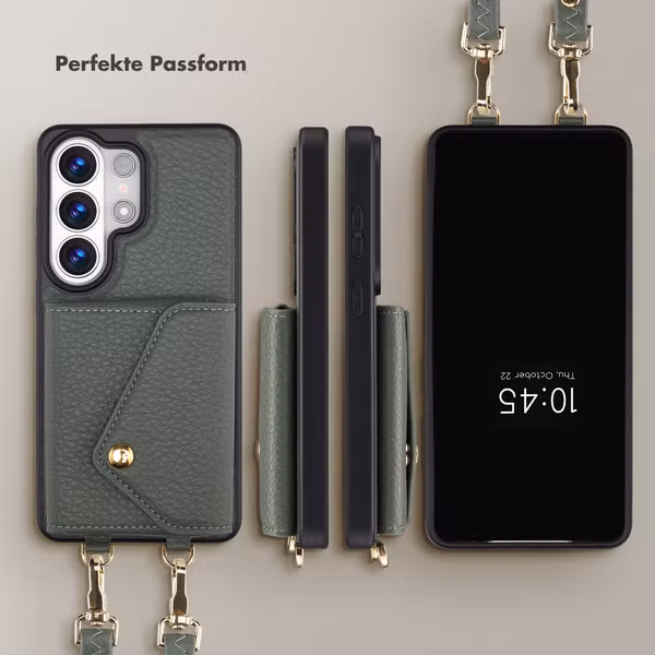 Selencia Sera HandyHülle mit Kordel und Umschlag-Kartenhalter Samsung Galaxy S26 Ultra - Sage Green