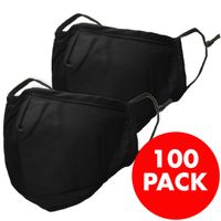 imoshion 100 pack - ﻿Wiederverwendbarer, waschbarer Mundschutz aus 3-lagigem Baumwollgewebe - Schwarz