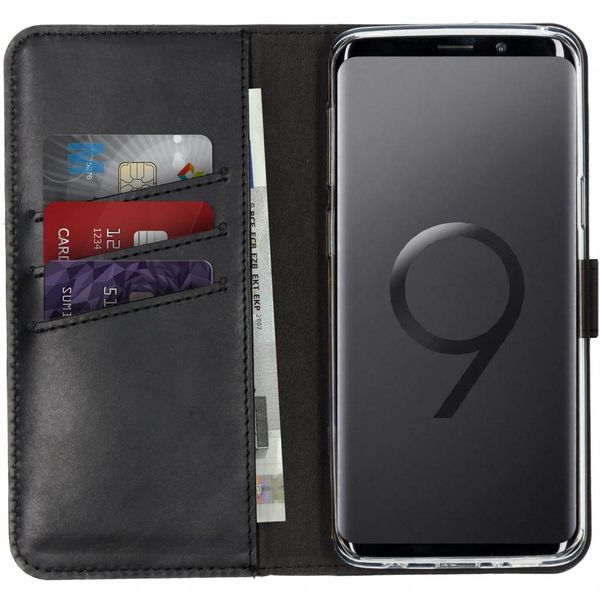 Selencia Echtleder Klapphülle Schwarz für Samsung Galaxy S9