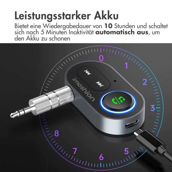 imoshion Bluetooth Adapter Auto - Bluetooth 5.1-Empfänger - 3,5 mm Jack / AUX - Schwarz