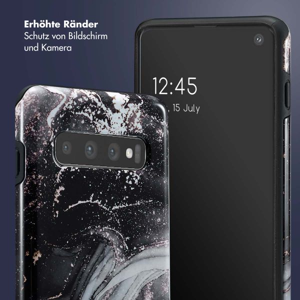 Selencia Vivid Tough Back Cover für das Samsung Galaxy S10 - Chic Marble Black