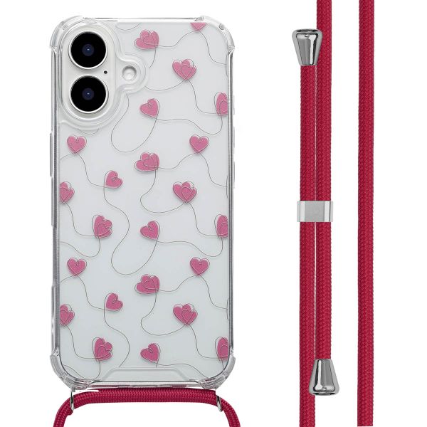 imoshion Design Hülle mit Band Apple iPhone 16 - Dusty Rose Connected Hearts