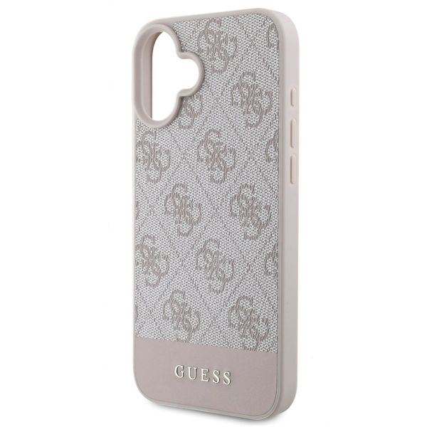 Guess Bottom Stripe 4G Back Cover für das iPhone 16 - Rosa