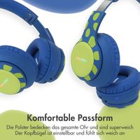 imoshion Kabellose Kinderkopfhörer Dino LED Light - Dezibelbegrenzer - Mit AUX-Kabel - Cobalt Blue / Lime