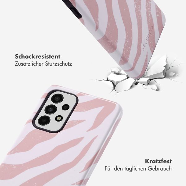 Selencia Vivid Tough Back Cover für das Samsung Galaxy A33 - Colorful Zebra Old Pink