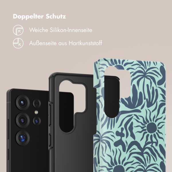 Selencia Vivid Tough Back Cover für das Samsung Galaxy S25 Ultra - Tropical Vibes Light Blue