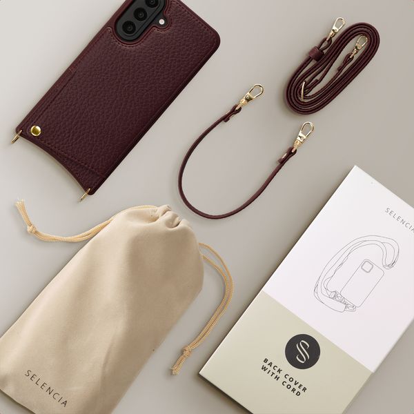 Selencia Nova HandyHülle mit Kordel und Kartenhalter Samsung Galaxy A57 (5G) - Bold Burgundy