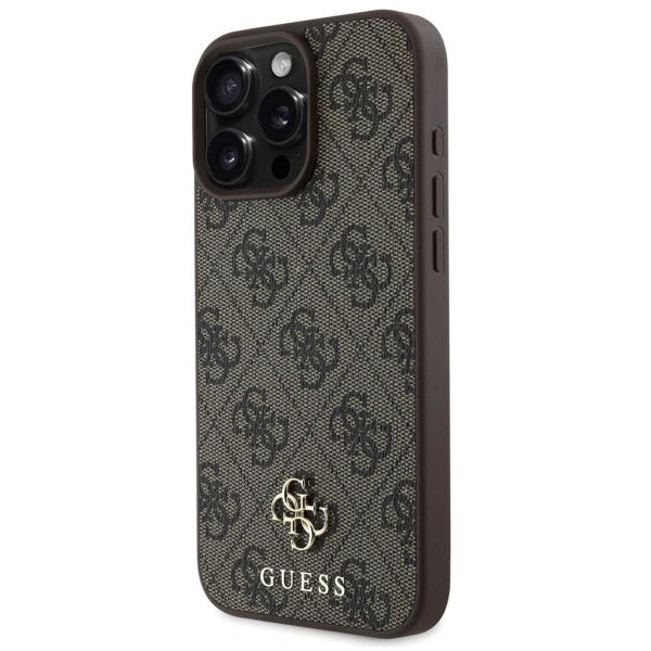 Guess 4G Metal Logo Back Cover MagSafe für das iPhone 16 Pro - Braun