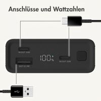 imoshion Ultra Series Aluminium Powerbank 20.000 mAh - Schnellladen bis 33W - Black