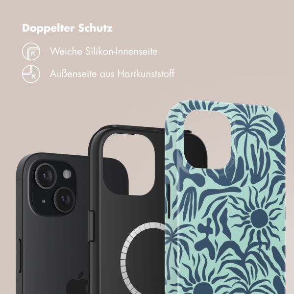 Selencia Vivid Tough Back Cover mit MagSafe für das iPhone 15 - Tropical Vibes Light Blue