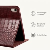 Selencia Croco Klaphülle Apple iPad 11 (2025) 11 Zoll A16 / iPad 10 (2022) 10.9 Zoll - Burgundy