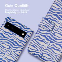 imoshion ﻿Design Klapphülle für das Google Pixel 6a - White Blue Stripes