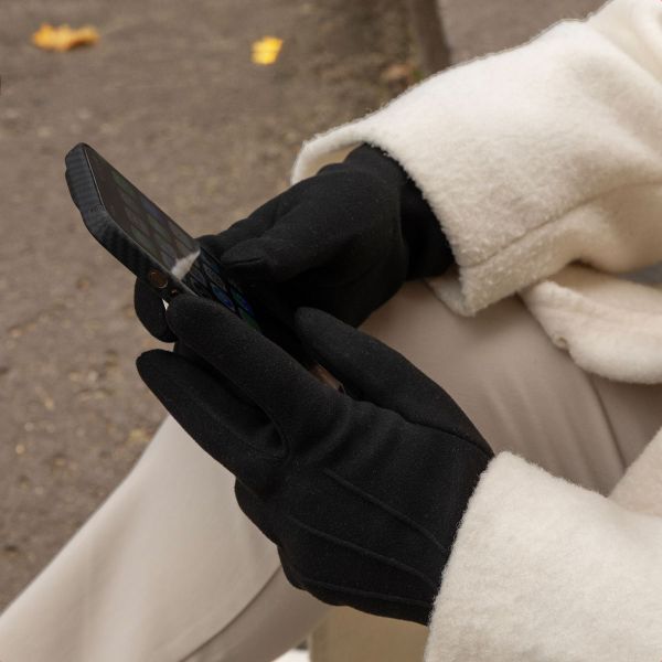 Selencia Touchscreen-Handschuhe mit Wildleder-Optik - Damen - Größe M - Schwarz