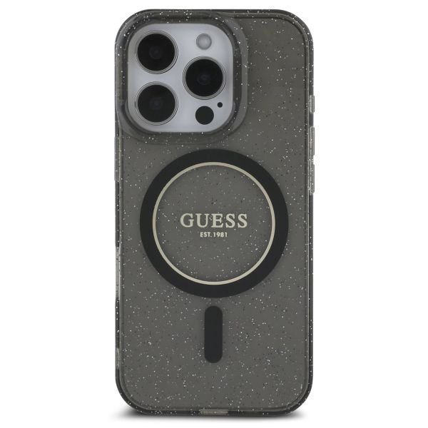 Guess MagSafe IML Glitter Case mit Beads Strap Apple iPhone 16 Pro Max - Schwarz