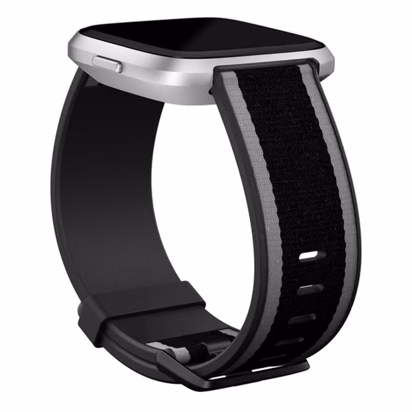 Fitbit Woven Armband für  Fitbit Versa / Versa 2 / Versa Lite - Größe L - Grey / Black