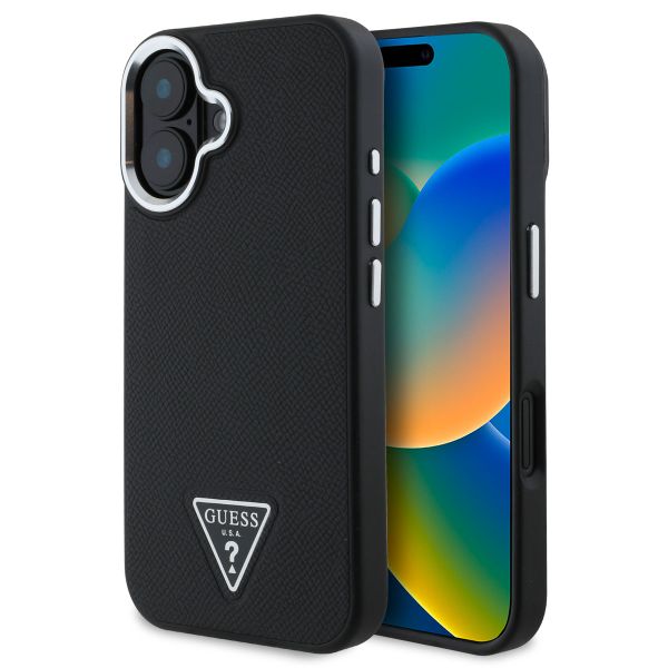 Guess Grained Triangle Case MagSafe für das iPhone 16 - Black