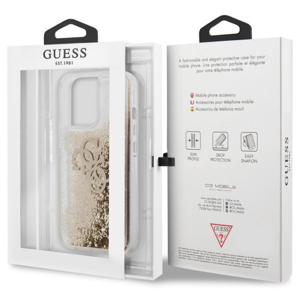 Guess 4G Logo Liquid Glitter Back Cover für das iPhone 13 Pro - Gold