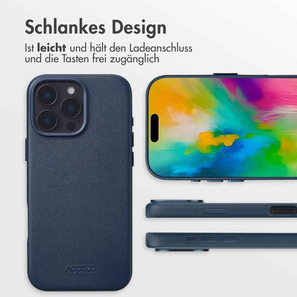 Accezz MagSafe Leather Backcover für das Apple iPhone 16 Pro Max - Nightfall Blue