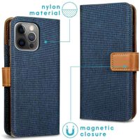 imoshion Luxuriöse Klapphülle Canvas iPhone 13 Pro - Dunkelblau