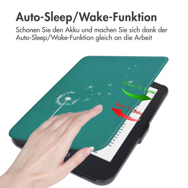 imoshion Design Slim Hard Case Sleepcover für das Kobo Clara 2E / Tolino Shine 4 - Green Dandelion