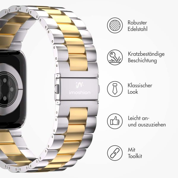 imoshion Edelstahlarmband für das Apple Watch Series 1 bis 10 / SE / Ultra (2) (44/45/46/49 mm) - Silber / Gold