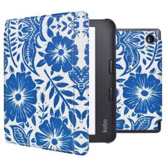 imoshion Design Slim Hard Case Sleepcover mit Stand Kobo Libra 2 / Tolino Vision 6 - Flower Tile