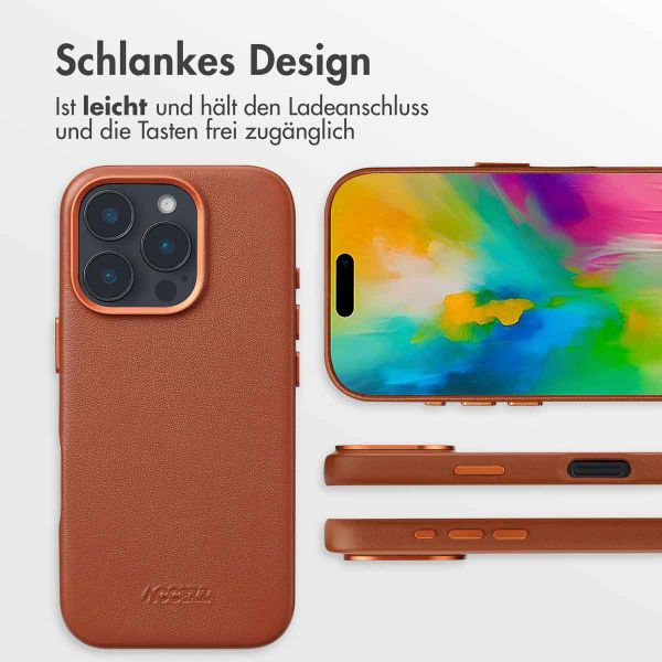 Accezz MagSafe Leather Backcover für das iPhone 16 Pro - Sienna Brown