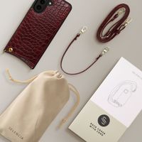Selencia Nova Croco HandyHülle mit Kordel und Kartenhalter Samsung Galaxy A57 (5G) - Burgundy