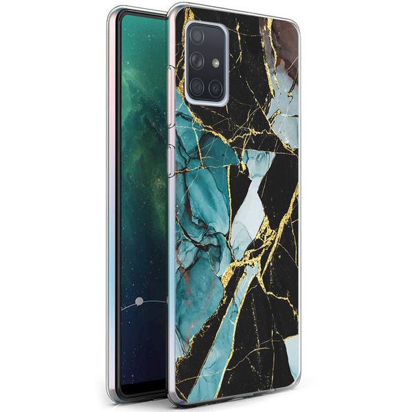 imoshion Design Hülle Samsung Galaxy A71 - Marmor - Blau