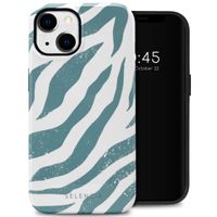 Selencia Vivid Tough Back Cover für das iPhone 14 - Colorful Zebra Pine Blue