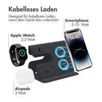 imoshion 3-in-1 Faltbares kabelloses Ladegerät Apple - iPhone / AirPods / Apple Watch – Grau