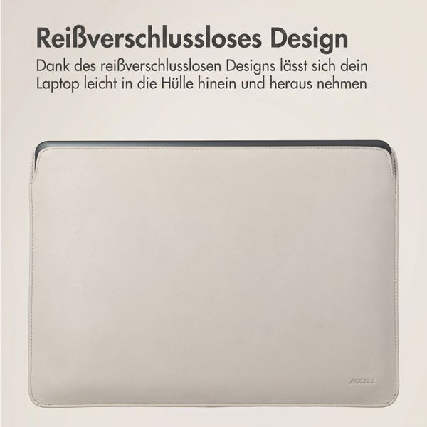 Accezz Leather Laptop Hülle Apple MacBook 14 Zoll - Laptop Sleeve - Beige