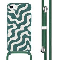 imoshion Silikonhülle design mit Band für das iPhone SE (2022 / 2020) / 8 / 7 - Petrol Green Groovy