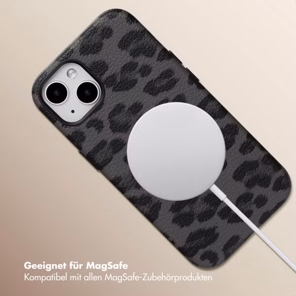 Selencia Sabi Backcover Leopardenmuster mit MagSafe Apple iPhone 13 - Midnight Black
