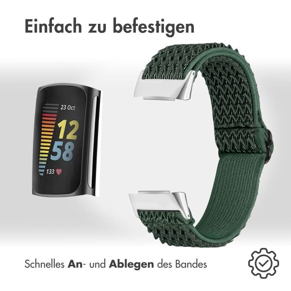 imoshion Elastische Nylonarmband für das Fitbit Charge 5 / Charge 6 - Grün