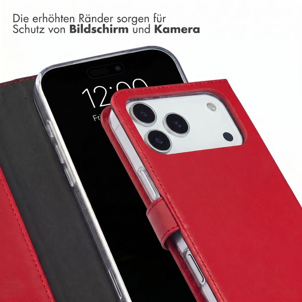 Selencia Echtleder Klapphülle Apple iPhone 18 Pro Max / 17 Pro Max - Rot