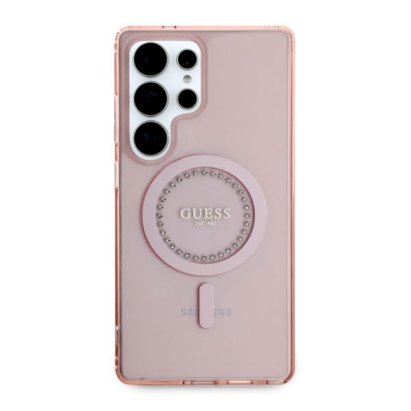 Guess MagSafe IML Strass Hülle Samsung Galaxy S25 Ultra - Rosa