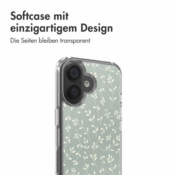 imoshion Design Hülle Apple iPhone 16 - Smoke Green Flowers