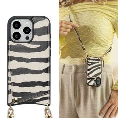 Selencia Nova HandyHülle mit Kordel und Kartenhalter Apple iPhone 16 Pro - Zazzy Zebra