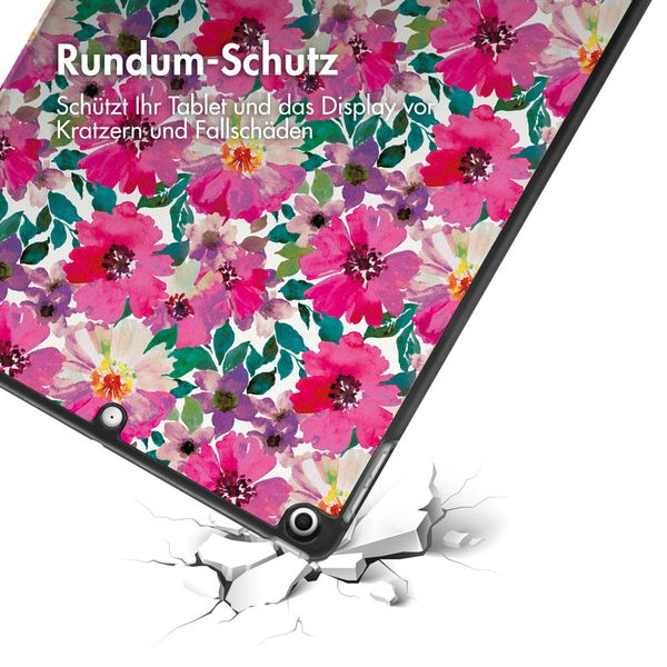 imoshion Design Trifold Klapphülle für das iPad 7 (2019) / iPad 8 (2020) / iPad 9 (2021) 10.2 inch - Floral Water Color