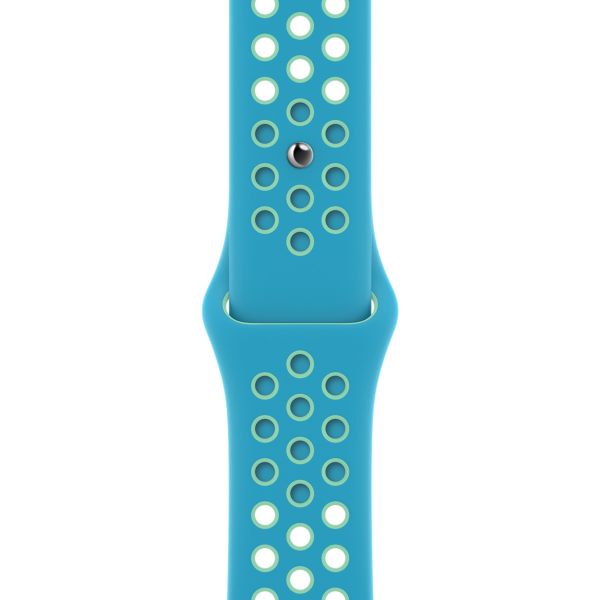 Apple Nike Sport Armband für das  Apple Watch Series 1 t/m 9 / SE (38/40/41 mm) | Series 10 / 11 (42 mm) - Chlorine Blue/Green Glow