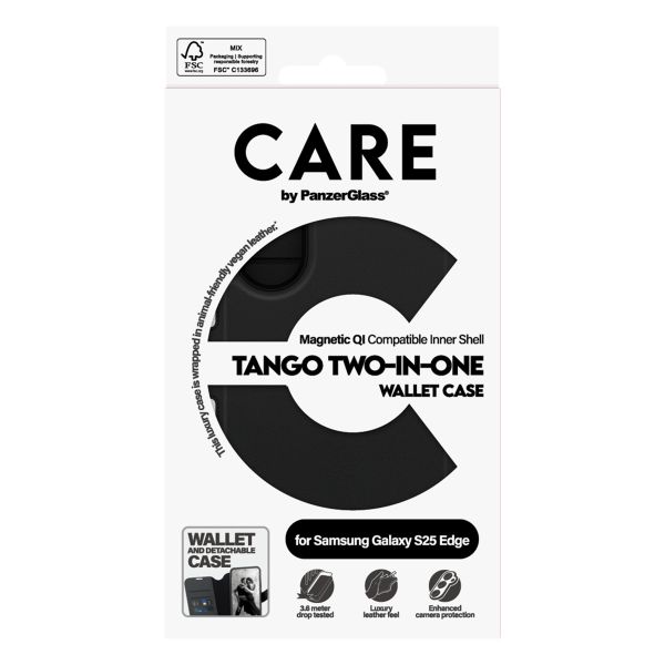 CARE by PanzerGlass Tango 2 in 1 Wallet Case MagSafe Samsung Galaxy S25 Edge - Transparent