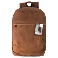 Accezz Leather Laptop Rucksack 16 Zoll - Cognac