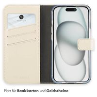 Selencia Echtleder Klapphülle Apple iPhone 15 - Greige